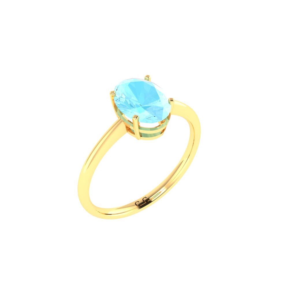 Minimalist Oval Aquamarine Ring in 18K Yellow Gold (2.25ct)