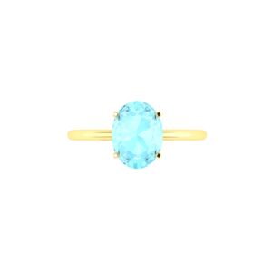 Minimalist Oval Aquamarine Ring in 18K Yellow Gold (2.25ct)