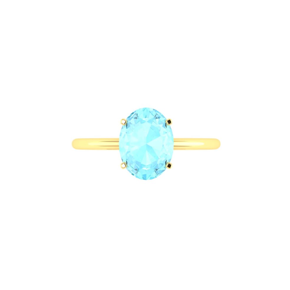 Minimalist Oval Aquamarine Ring in 18K Yellow Gold (2.25ct)