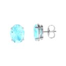 Minimalist Oval Aquamarine Earrings in 18K White Gold (4.5ct)
