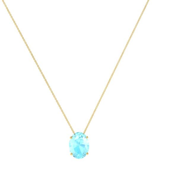 Minimalist Oval Aquamarine Necklace in 18K Yellow Gold (2.25ct)