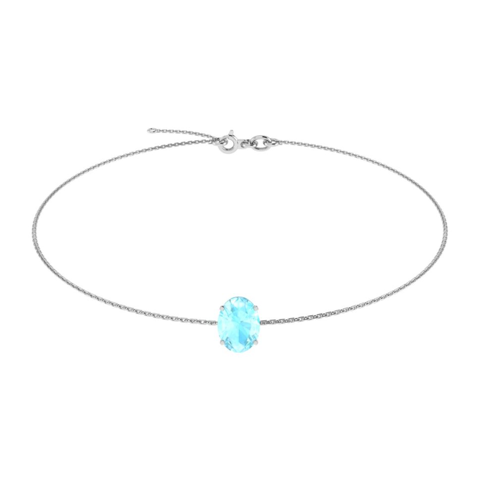 Minimalist Oval Aquamarine Bracelet in 18K White Gold (2.25ct)