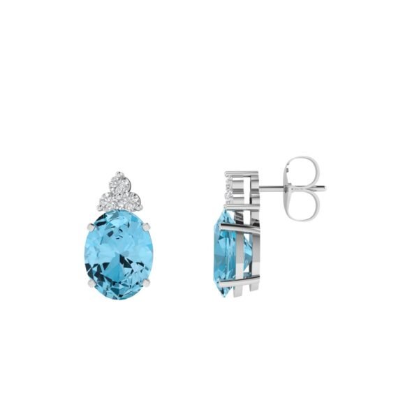 oval aquamarine diamond earrings in 18k gold