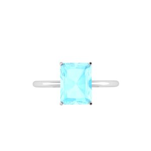 Minimalist Emerald-Cut Aquamarine Ring in 18K White Gold (2.25ct)