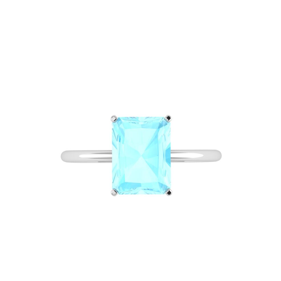 Minimalist Emerald-Cut Aquamarine Ring in 18K White Gold (2.25ct)