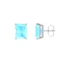 Minimalist Emerald-Cut Aquamarine Earrings in 18K White Gold (4.5ct)