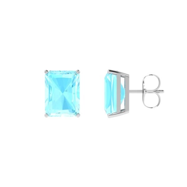 Minimalist Emerald-Cut Aquamarine Earrings in 18K White Gold (4.5ct)
