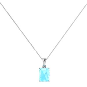 Minimalist Emerald-Cut Aquamarine Pendant in 18K White Gold (2.25ct)