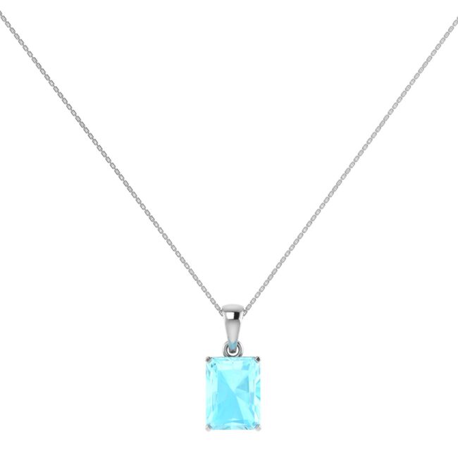 Minimalist Emerald-Cut Aquamarine Pendant in 18K White Gold (2.25ct)