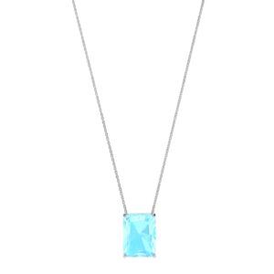 Minimalist Emerald-Cut Aquamarine Necklace in 18K White Gold (2.25ct)