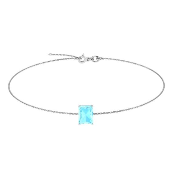 Minimalist Emerald-Cut Aquamarine Bracelet in 18K White Gold (2.25ct)