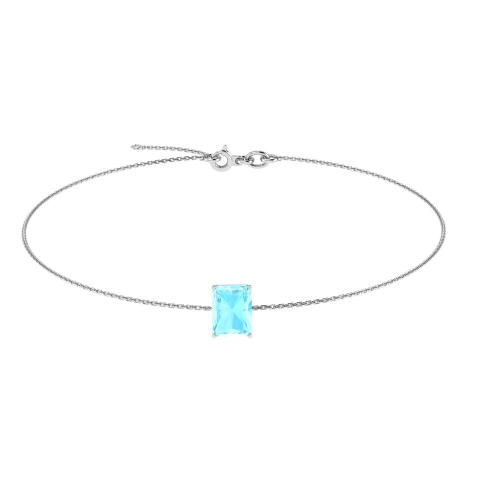 Minimalist Emerald-Cut Aquamarine Bracelet in 18K White Gold (2.25ct)
