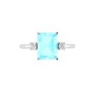 Minimalist Emerald-Cut Aquamarine Ring with Elegant Diamond Side Accents in 18K White Gold (2.25ct)