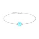 Trio Minimalist Emerald-Cut Aquamarine Bracelet with Elegant Diamond Side Accents in 18K White Gold (2.25ct)