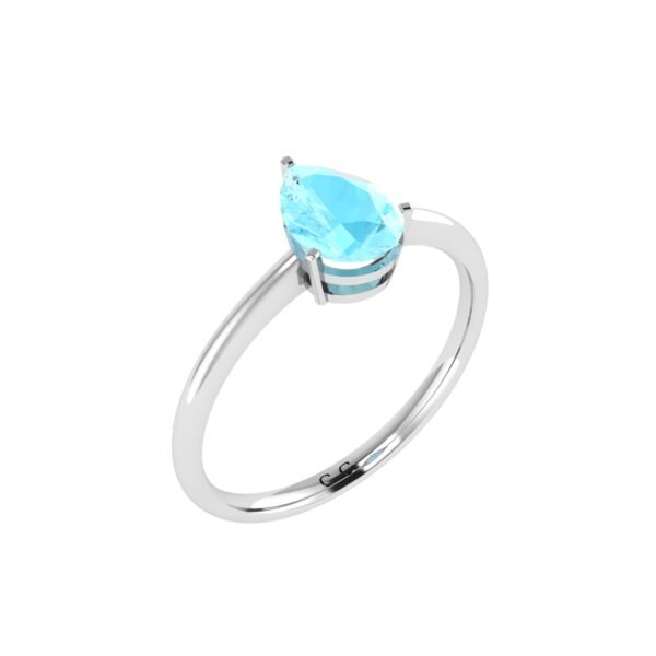 Minimalist Pear Aquamarine Ring in 18K White Gold (2.25ct)
