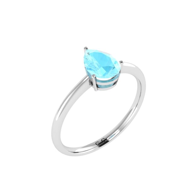 Minimalist Pear Aquamarine Ring in 18K White Gold (2.25ct)