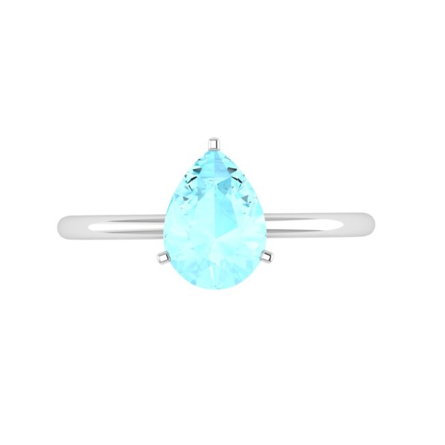 Minimalist Pear Aquamarine Ring in 18K White Gold (2.25ct)