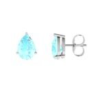 Minimalist Pear Aquamarine Earrings in 18K White Gold (4.5ct)