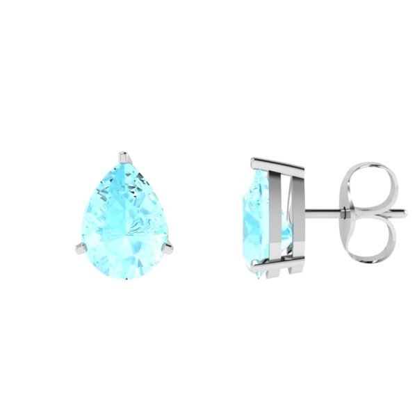 Minimalist Pear Aquamarine Earrings in 18K White Gold (4.5ct)