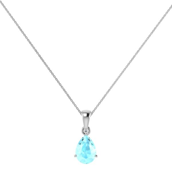 Minimalist Pear Aquamarine Pendant in 18K White Gold (2.25ct)