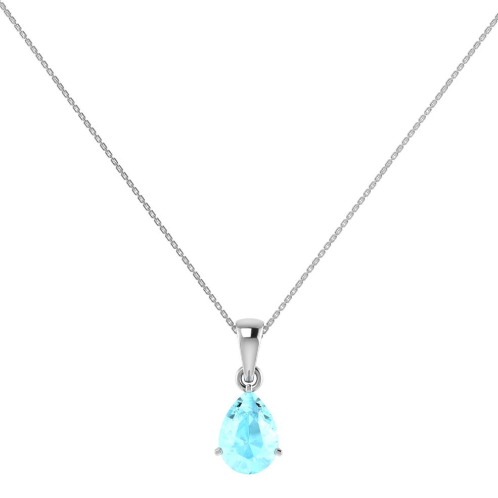 Minimalist Pear Aquamarine Pendant in 18K White Gold (2.25ct)
