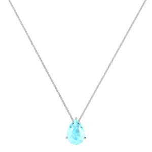 Minimalist Pear Aquamarine Necklace in 18K White Gold (2.25ct)