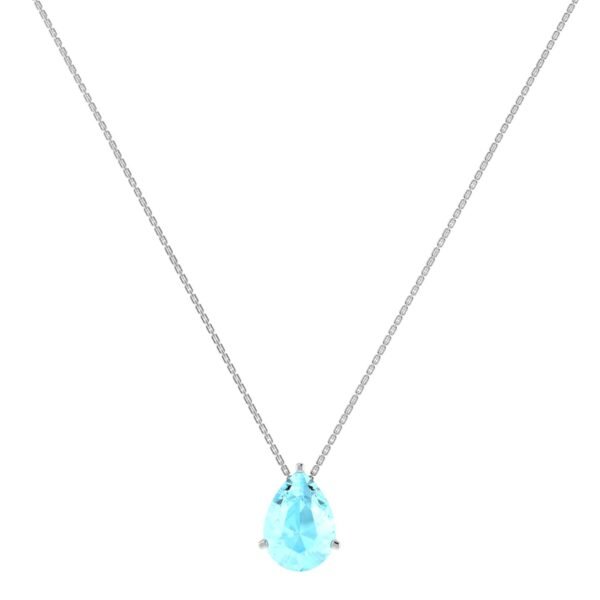 Minimalist Pear Aquamarine Necklace in 18K White Gold (2.25ct)
