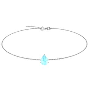 Minimalist Pear Aquamarine Bracelet in 18K White Gold (2.25ct)