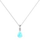 Minimalist Pear Aquamarine and Sparkling Diamond Pendant in 18K White Gold (2.25ct)
