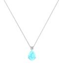 Minimalist Pear Aquamarine and Sparkling Diamond Necklace in 18K White Gold (2.25ct)