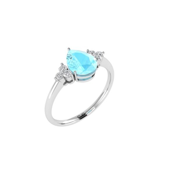 Minimalist Pear Aquamarine and Sparkling Diamond Ring in 18K White Gold (2.25ct)