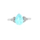 Minimalist Pear Aquamarine and Sparkling Diamond Ring in 18K White Gold (2.25ct)
