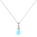 Minimalist Pear Aquamarine and Sparkling Diamond Pendant in 18K White Gold (2.25ct)