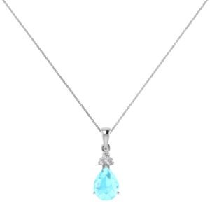 Minimalist Pear Aquamarine and Sparkling Diamond Pendant in 18K White Gold (2.25ct)