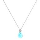 Minimalist Pear Aquamarine and Sparkling Diamond Necklace in 18K White Gold (2.25ct)