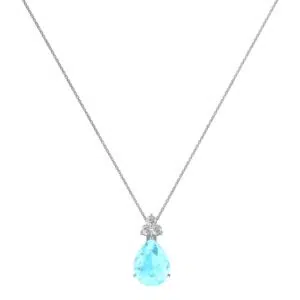 Minimalist Pear Aquamarine and Sparkling Diamond Necklace in 18K White Gold (2.25ct)
