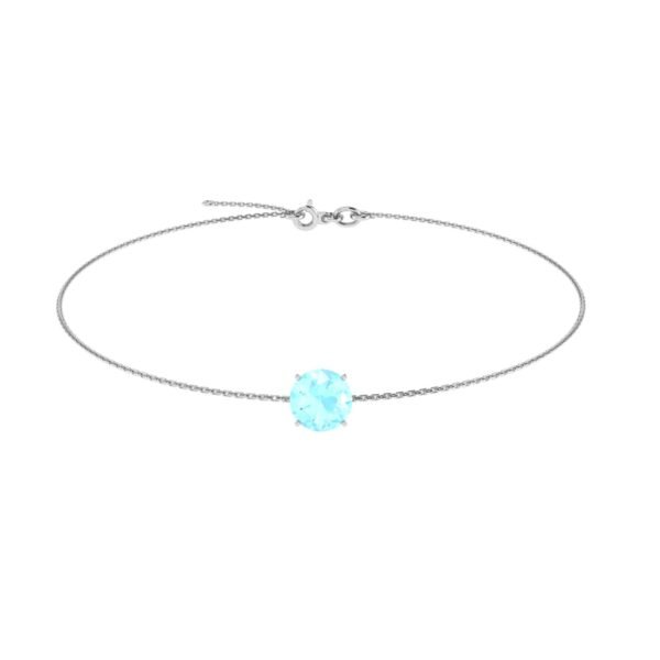 Oceanic Elegance Round Aquamarine Bracelet in 18k Gold