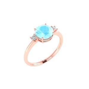 Diamond Adorned Aquamarine Elegance Ring in 18K Gold