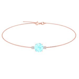 Diamond Halo Oceanic Elegance Aquamarine Bracelet in 18k Gold