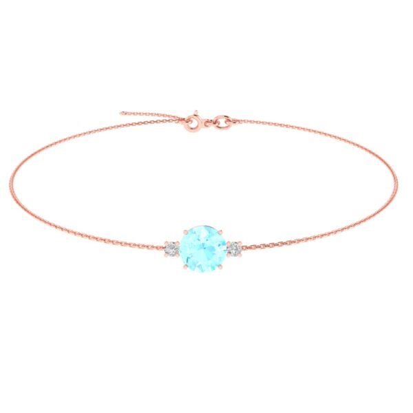 Diamond Halo Oceanic Elegance Aquamarine Bracelet in 18k Gold