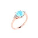 Triple Diamond Aquamarine Splendor Ring in 18K Gold