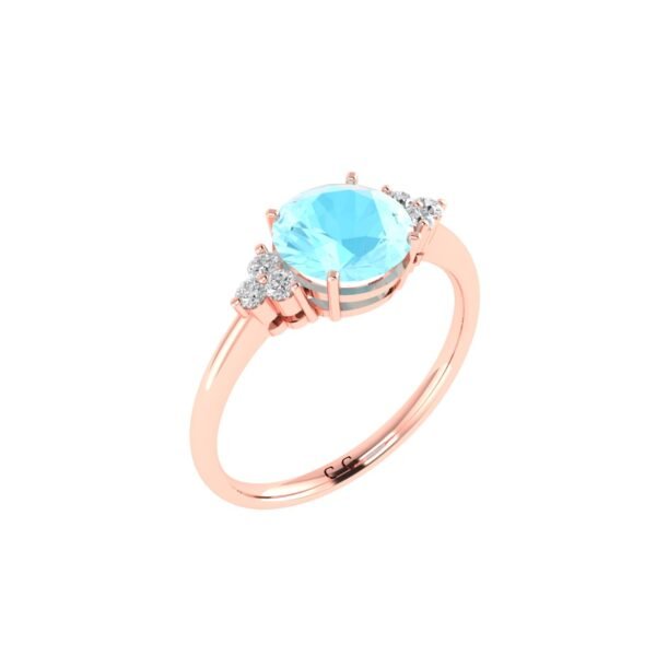 Triple Diamond Aquamarine Splendor Ring in 18K Gold - Image 2