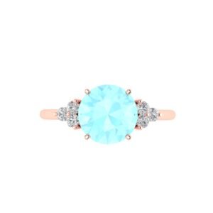 Triple Diamond Aquamarine Splendor Ring in 18K Gold