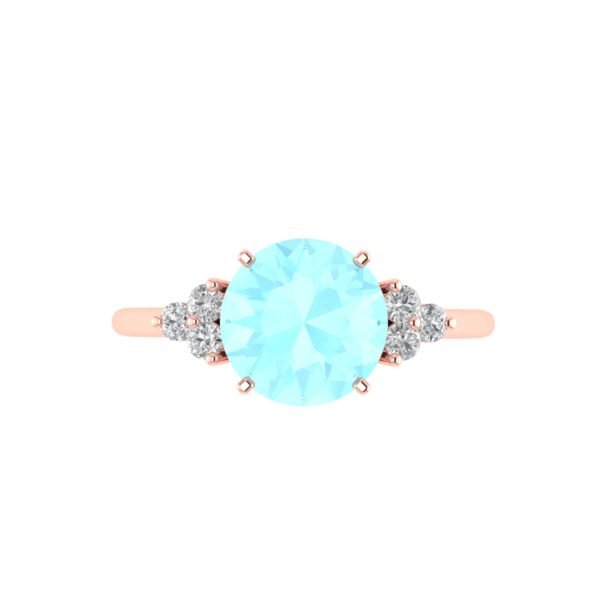 Triple Diamond Aquamarine Splendor Ring in 18K Gold