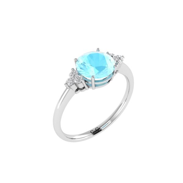 Triple Diamond Aquamarine Splendor Ring in 18K Gold