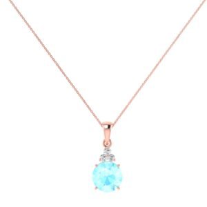 Trinity Brilliance Aquamarine Pendant in 18K Gold