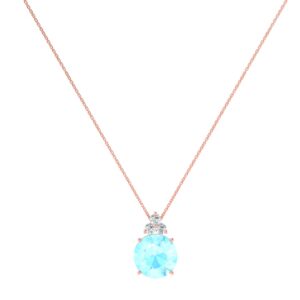 Eternal Waters Aquamarine with Tri-Diamonds Necklace in 18k Gold