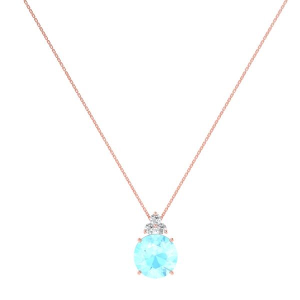 Eternal Waters Aquamarine with Tri-Diamonds Necklace in 18k Gold