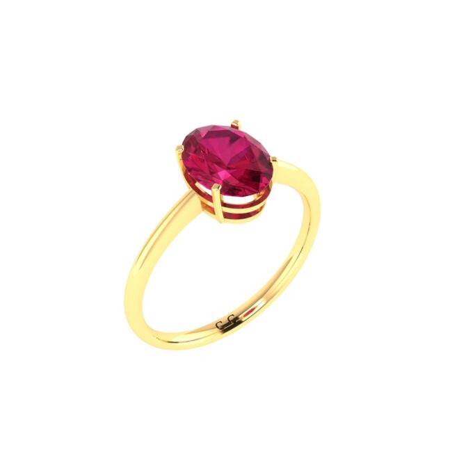 Minimalist Oval Ruby Ring in 18K Yellow Gold (3.15ct)