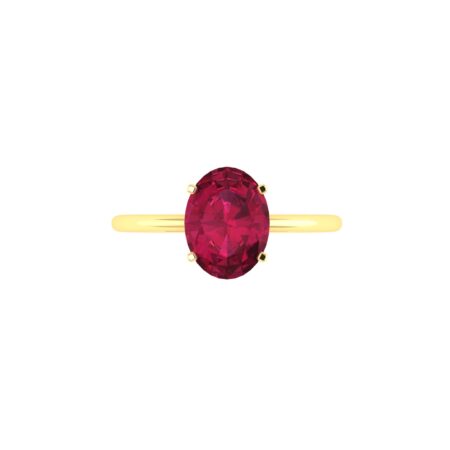 Minimalist Oval Ruby Ring in 18K Yellow Gold (3.15ct)